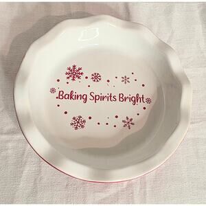 Holiday Time Mini Pie Plate Red White Baking Spirits Bright 6 1/2" Diameter